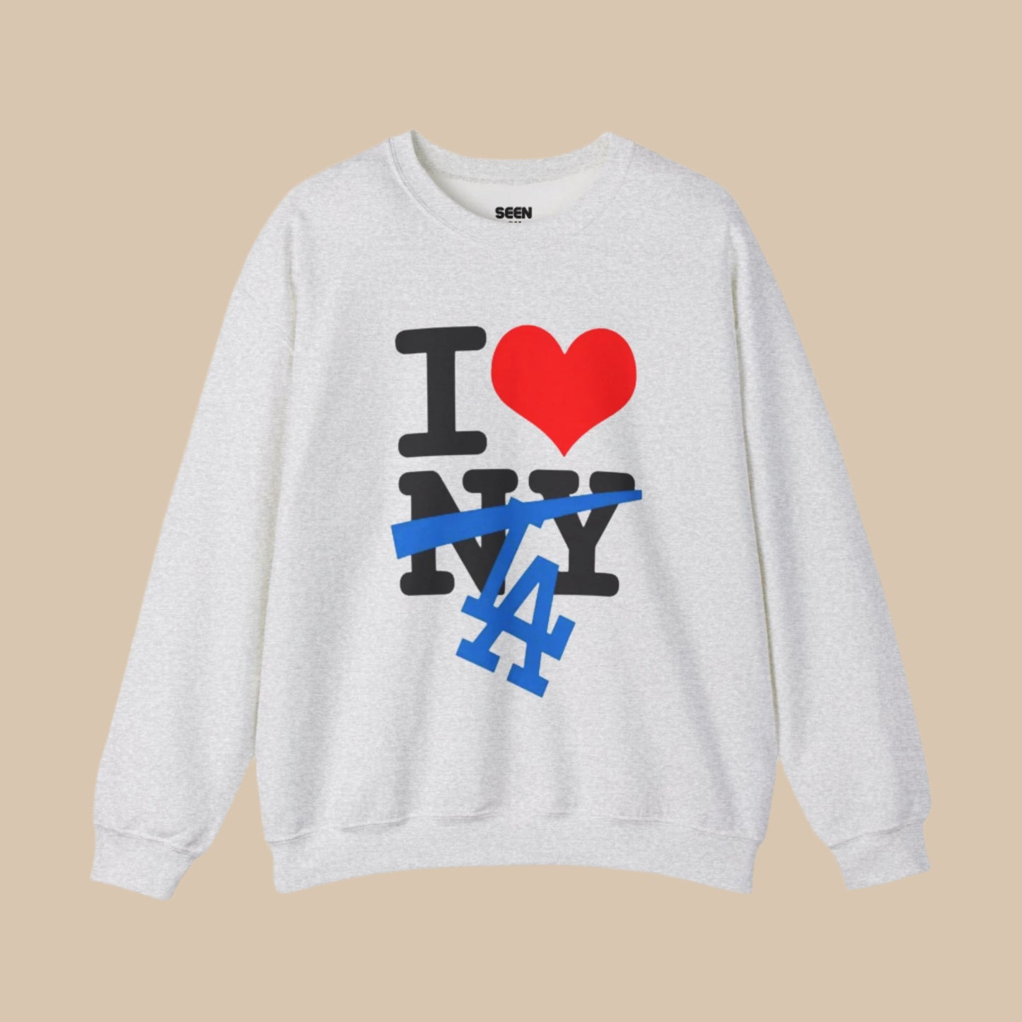 I Love LA, New York Crossout vs. Los Angeles Crewneck Sweatshirt | Series Edition 2024 Baseball | 3 Colors - seen on celebs