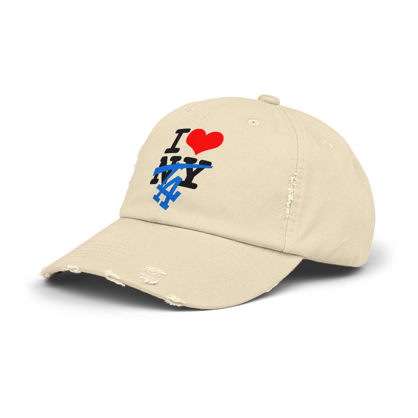 I Love Los Angeles NOT New York Crossout Distressed Dad Hat Cap | Dodger World Series Champ 4 Colors - seen on celebs