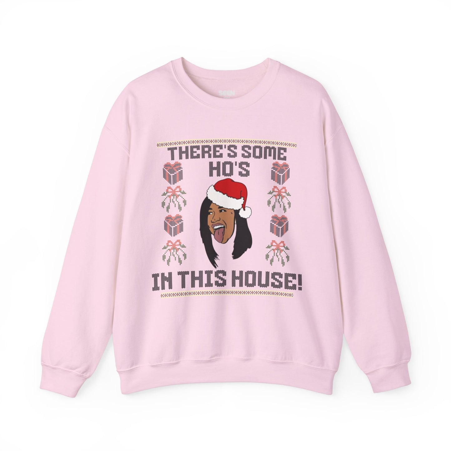 There's Some Ho's In This House Cardi Hip Hop Ugly Christmas Sweatshirt | Funny | 3 Colors - seen on celebs