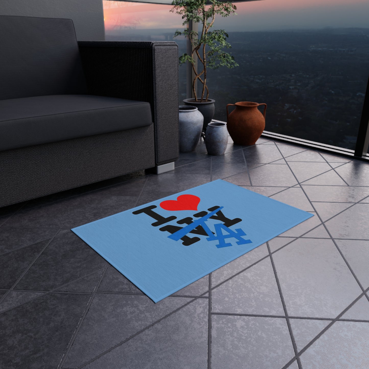 I Love Los Angeles NOT New York Crossout Non-Slip Door Mat | Dodger, LA Champions Viral Funny Welcome Design - seen on celebs