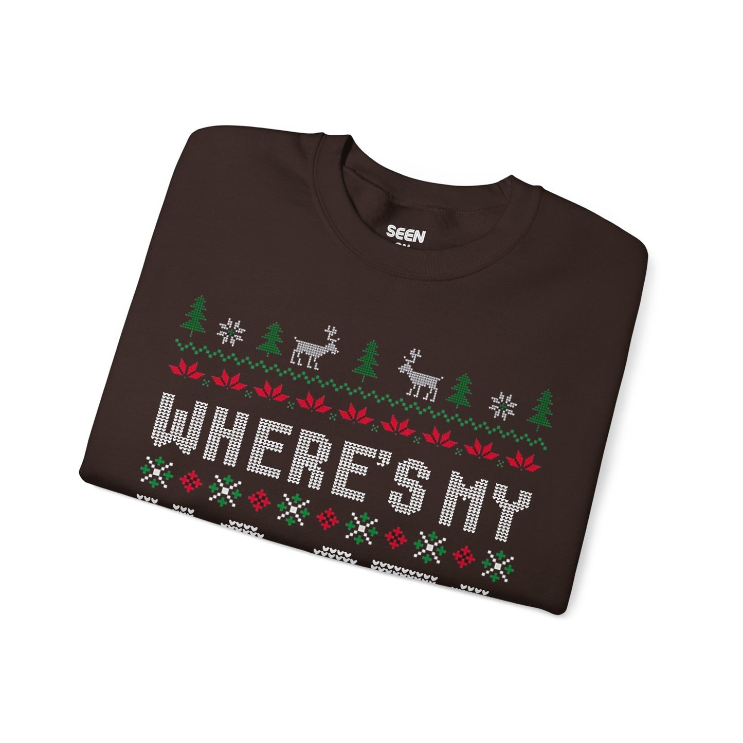 Where's My Ho At? Ugly Christmas Sweater | Comfy Couples Matching Crewneck Sweatshirt | Funny Xmas Related | 4 Colors - seen on celebs