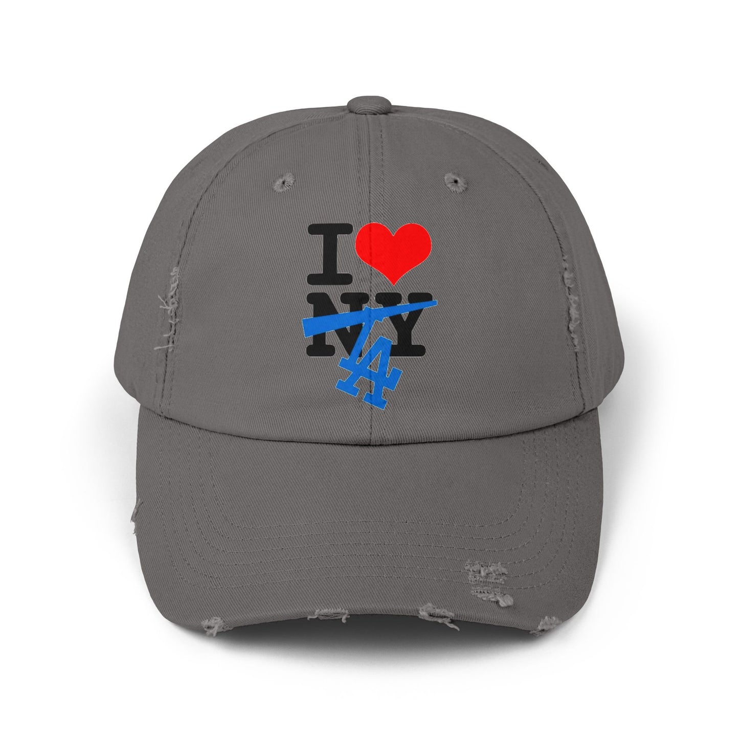 I Love Los Angeles NOT New York Crossout Distressed Dad Hat Cap | Dodger World Series Champ 4 Colors - seen on celebs