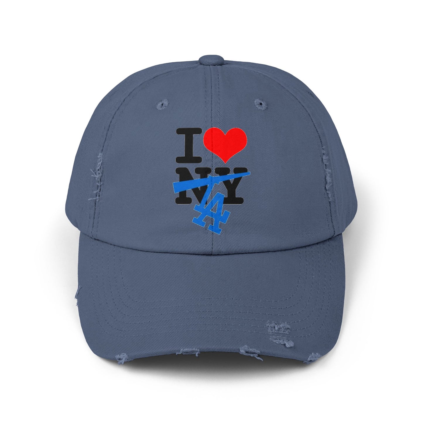 I Love Los Angeles NOT New York Crossout Distressed Dad Hat Cap | Dodger World Series Champ 4 Colors - seen on celebs