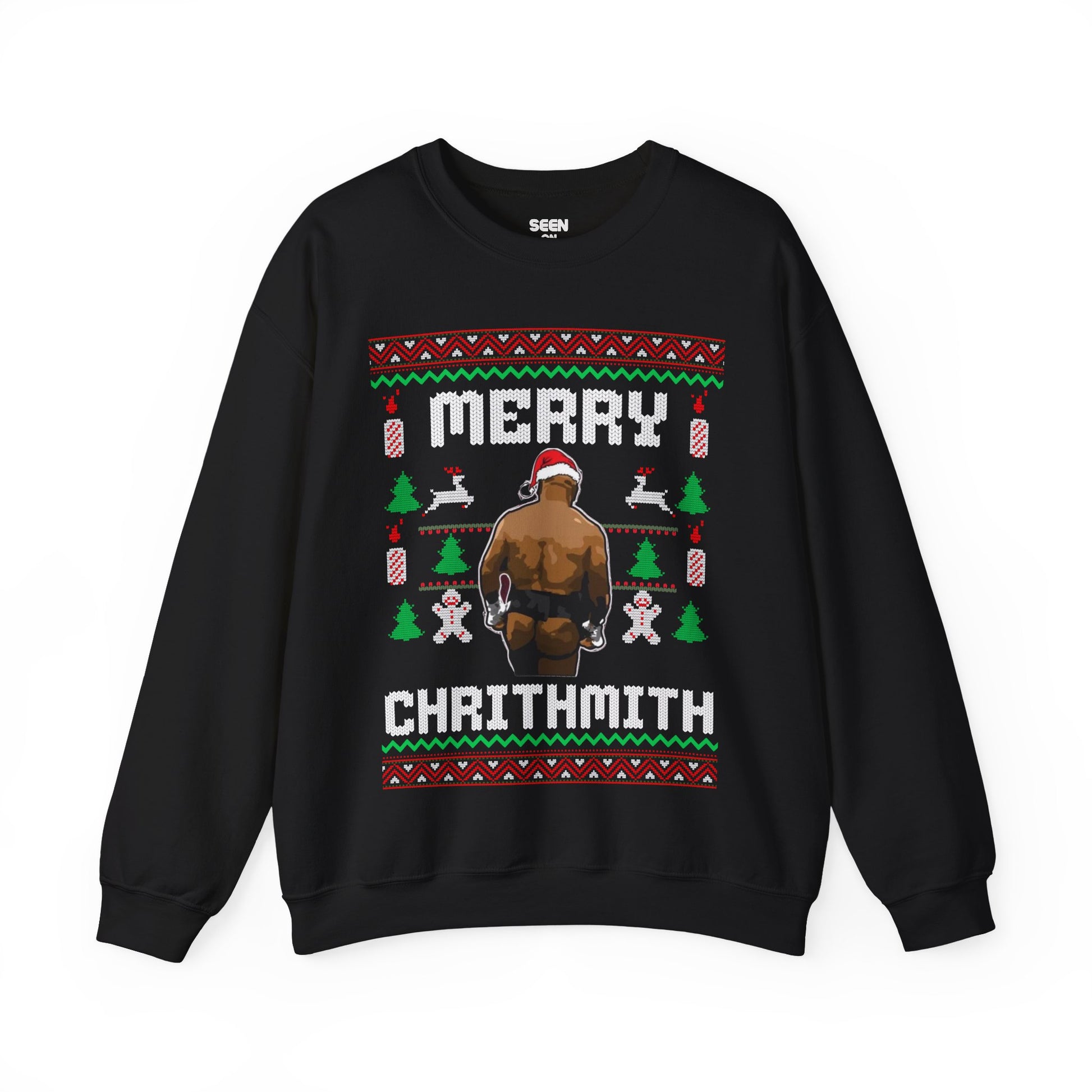 Merry Chrithmith Mike Tyson Ugly Christmas Sweater | Funny Boxing Butt 3 Colors - seen on celebs