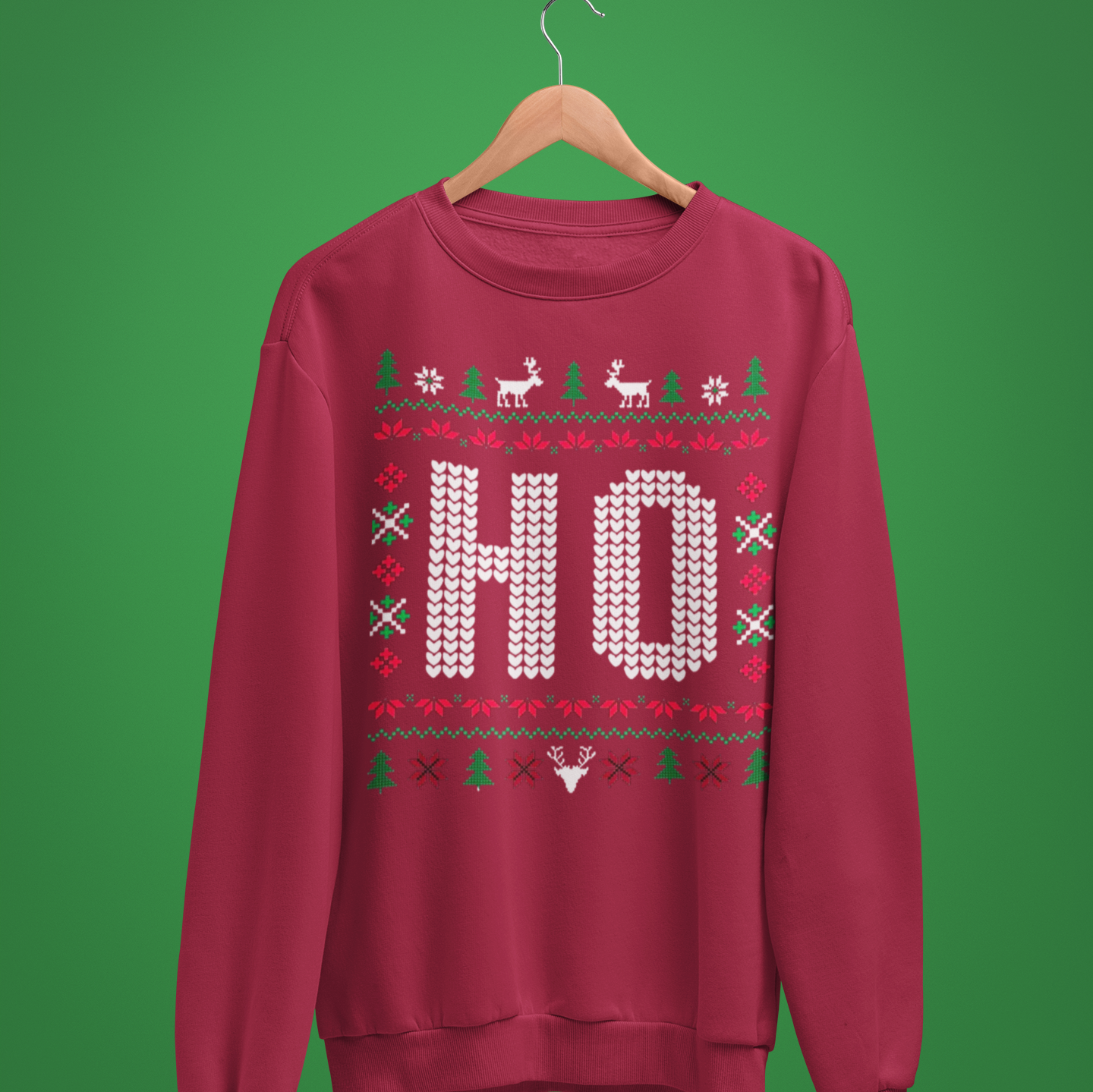 Ho Ugly Christmas Sweater | Comfy Couples Matching Crewneck Sweatshirt | Funny Xmas Santa Related | 4 Colors - seen on celebs