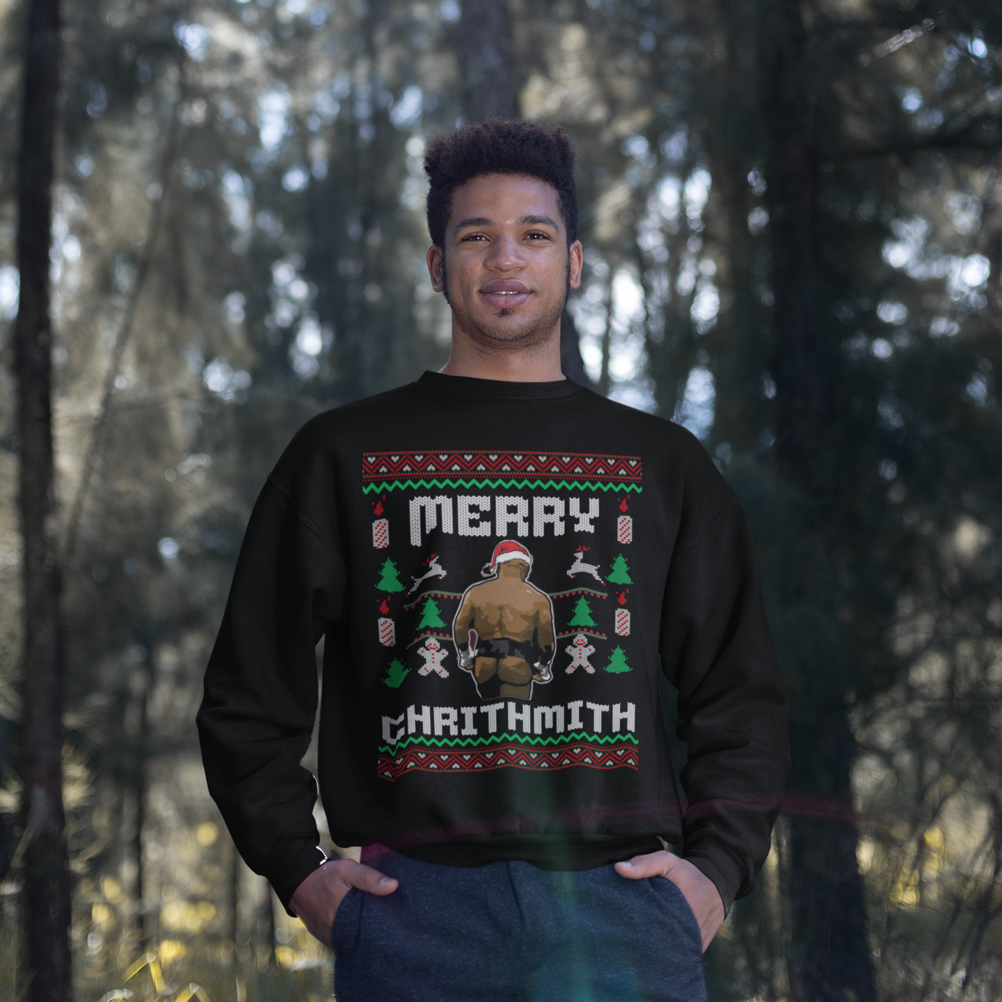 Merry Chrithmith Mike Tyson Ugly Christmas Sweater | Funny Boxing Butt 3 Colors - seen on celebs