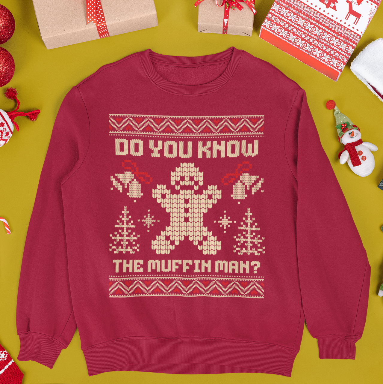 As Seen in Shrek Do You Know The Muffin Man Ugly Christmas Sweatshirt | Gingerbread Man | 3 Colors - seen on celebs
