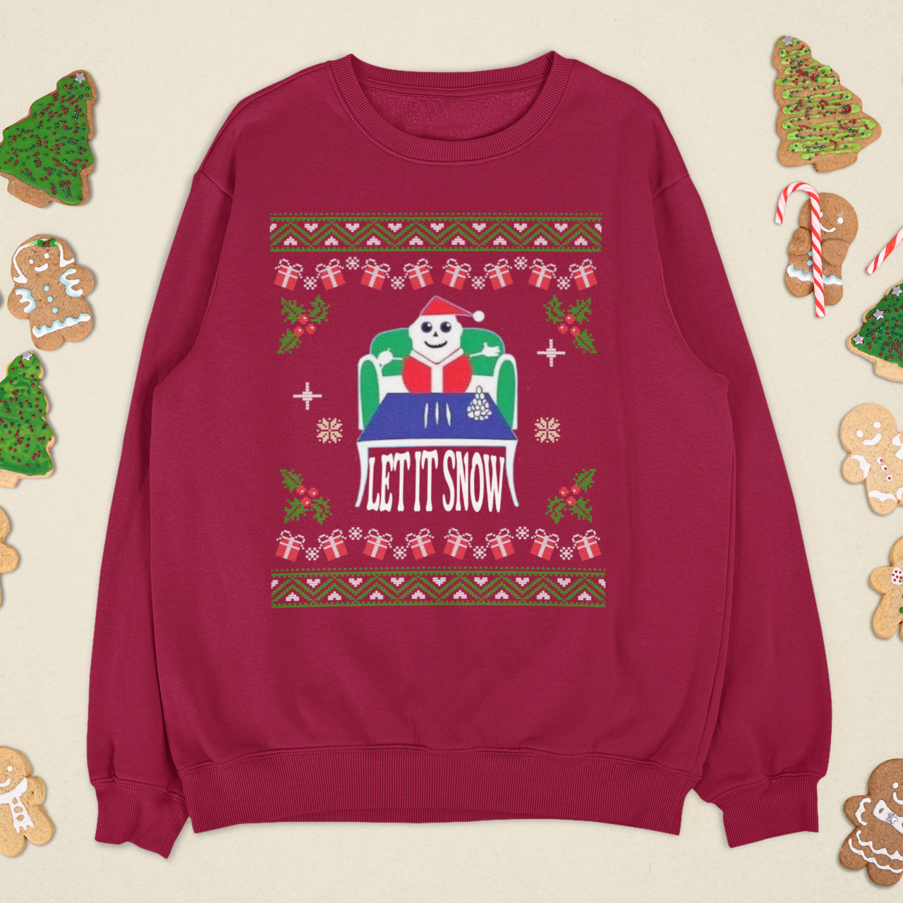 Banned Let It Snow Santa Mart Ugly Christmas Sweatshirt | Funny Viral Sweaters | 4 Colors - seen on celebs