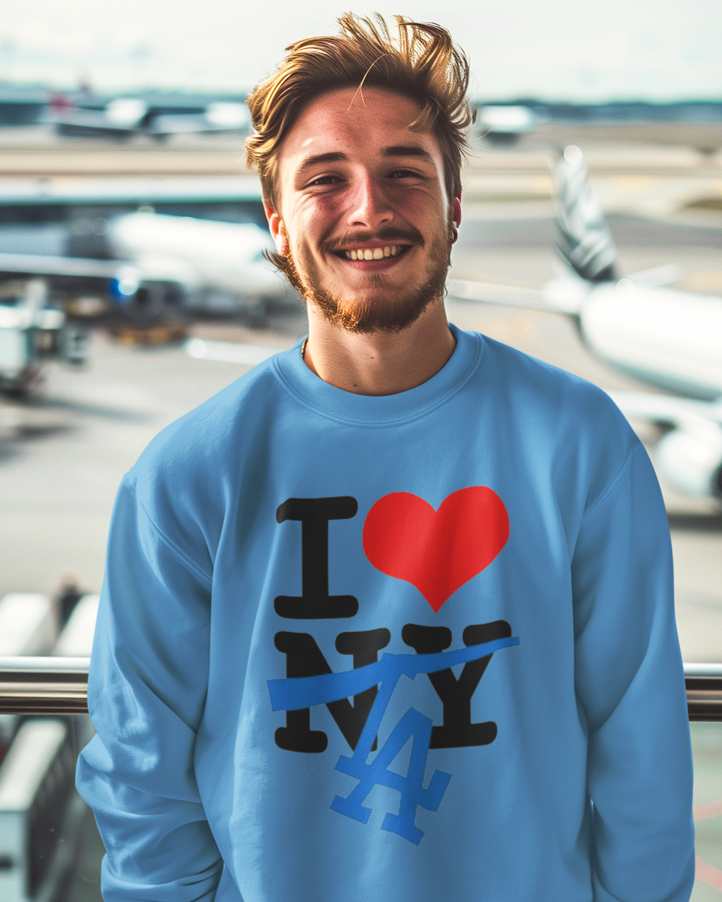 I Love LA, New York Crossout vs. Los Angeles Crewneck Sweatshirt | Series Edition 2024 Baseball | 3 Colors - seen on celebs