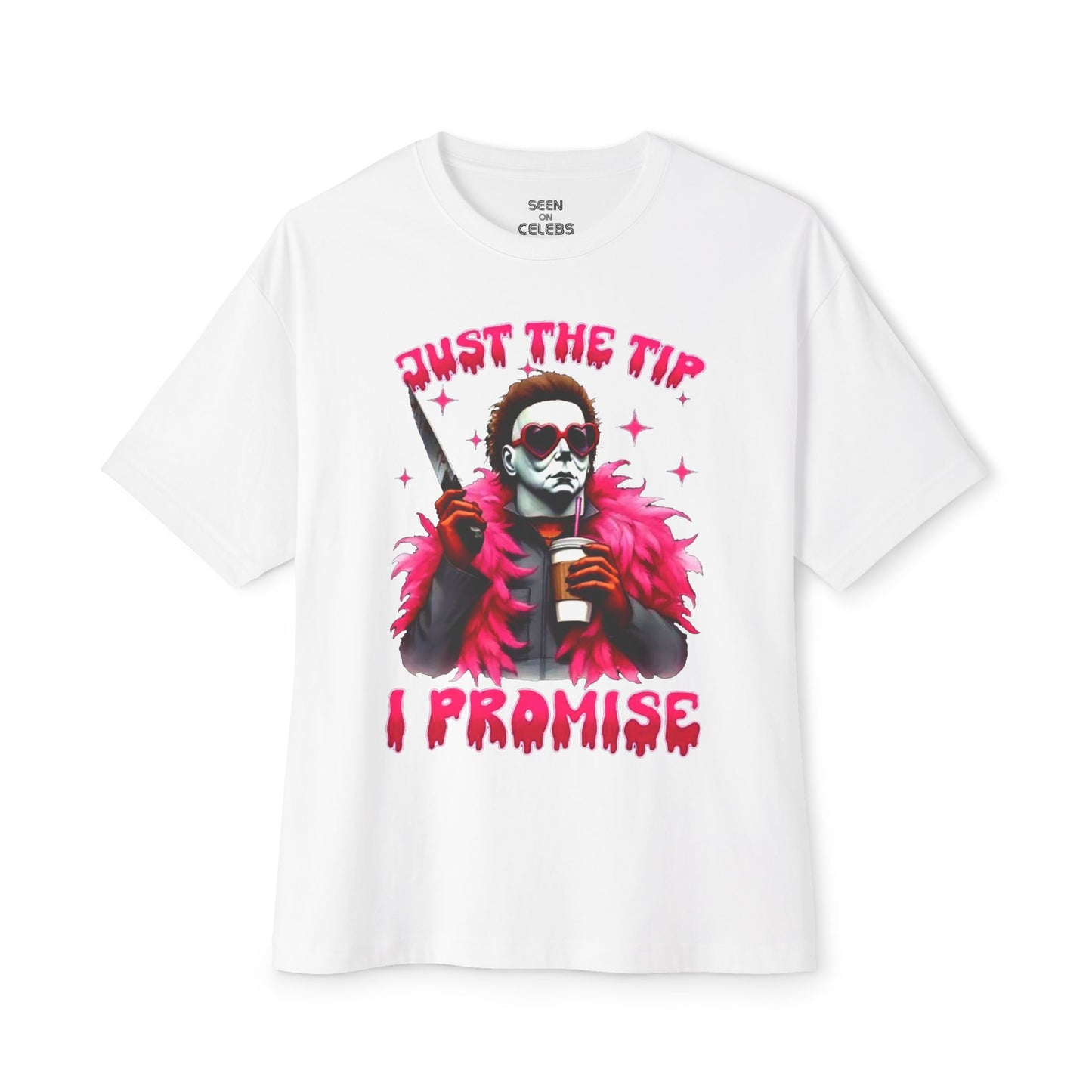 Michael "Just The Tip I Promise" Myers T-shirt | Halloween Related, Boo Scary Spooky Horror Costume Vibes | 4 Colors - Unisex - seen on celebs
