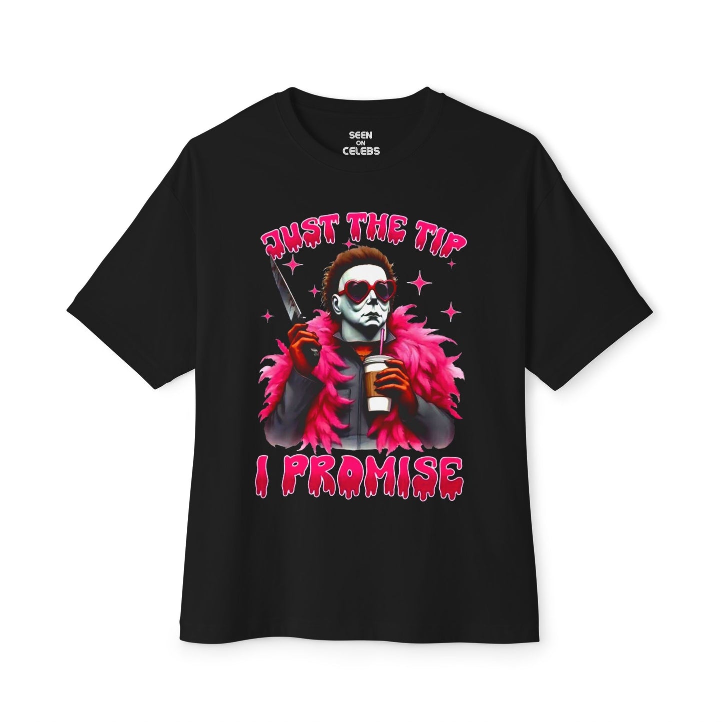 Michael "Just The Tip I Promise" Myers T-shirt | Halloween Related, Boo Scary Spooky Horror Costume Vibes | 4 Colors - Unisex - seen on celebs