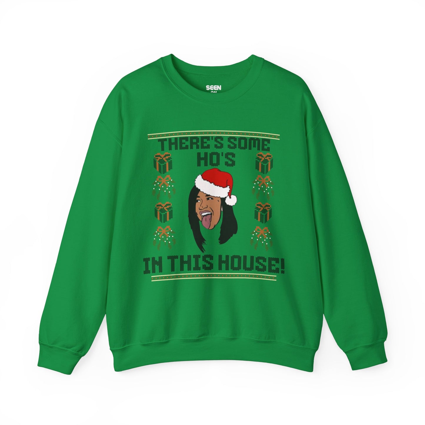 There's Some Ho's In This House Cardi Hip Hop Ugly Christmas Sweatshirt | Funny | 3 Colors - seen on celebs