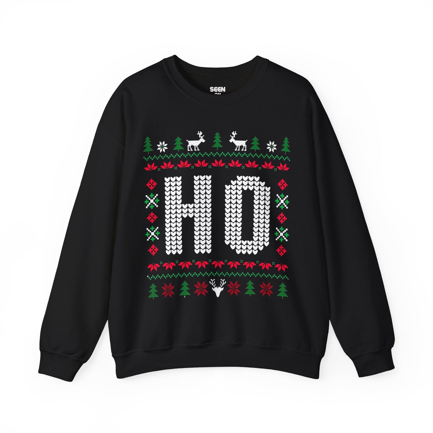 Ho Ugly Christmas Sweater | Comfy Couples Matching Crewneck Sweatshirt | Funny Xmas Santa Related | 4 Colors - seen on celebs