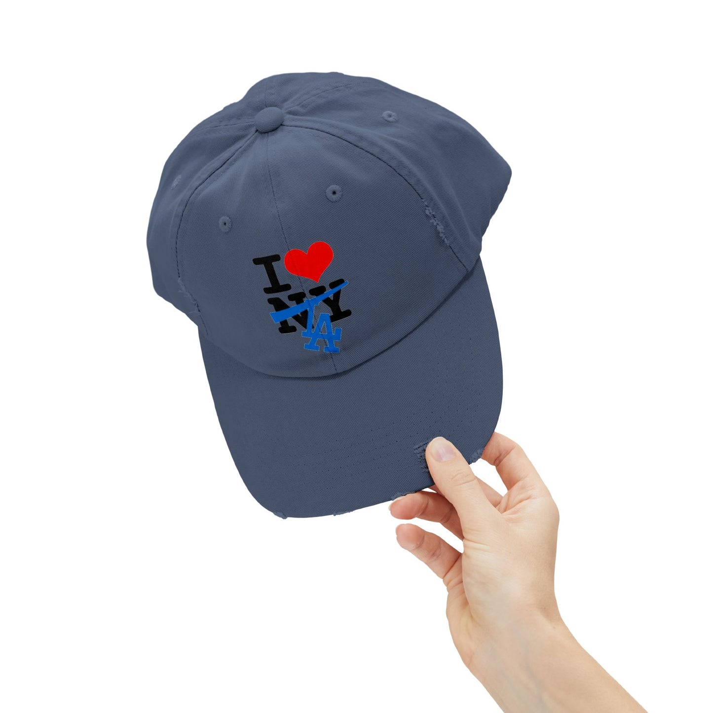 I Love Los Angeles NOT New York Crossout Distressed Dad Hat Cap | Dodger World Series Champ 4 Colors - seen on celebs