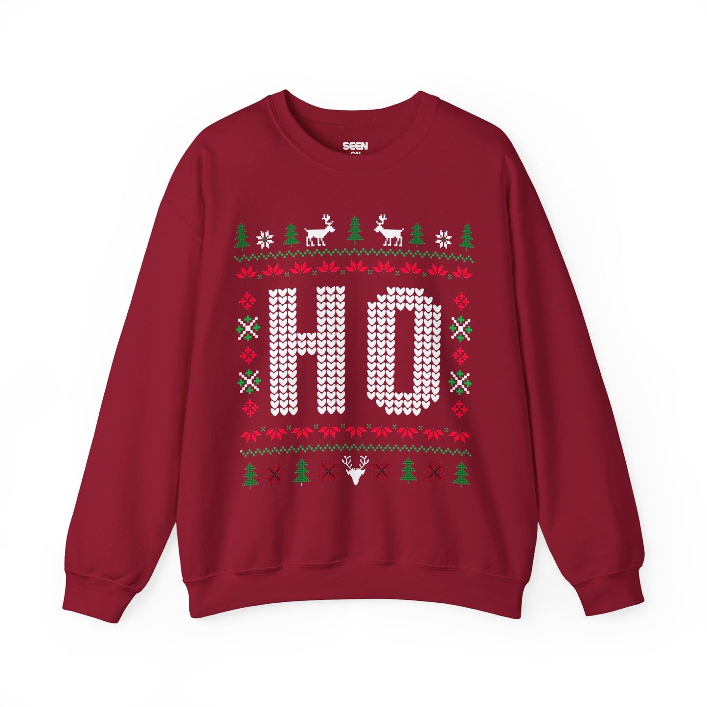 Ho Ugly Christmas Sweater | Comfy Couples Matching Crewneck Sweatshirt | Funny Xmas Santa Related | 4 Colors - seen on celebs