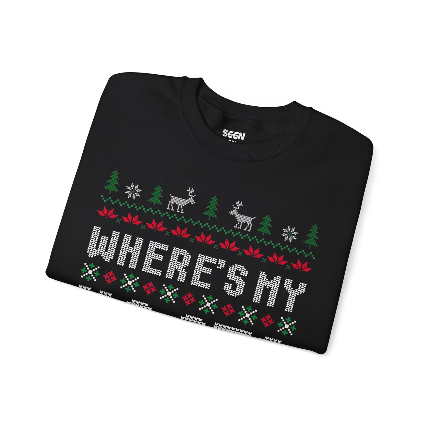 Where's My Ho At? Ugly Christmas Sweater | Comfy Couples Matching Crewneck Sweatshirt | Funny Xmas Related | 4 Colors - seen on celebs