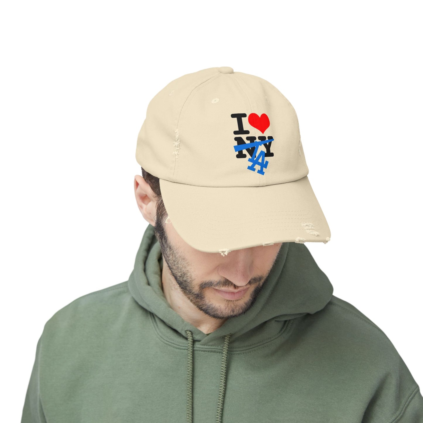 I Love Los Angeles NOT New York Crossout Distressed Dad Hat Cap | Dodger World Series Champ 4 Colors - seen on celebs
