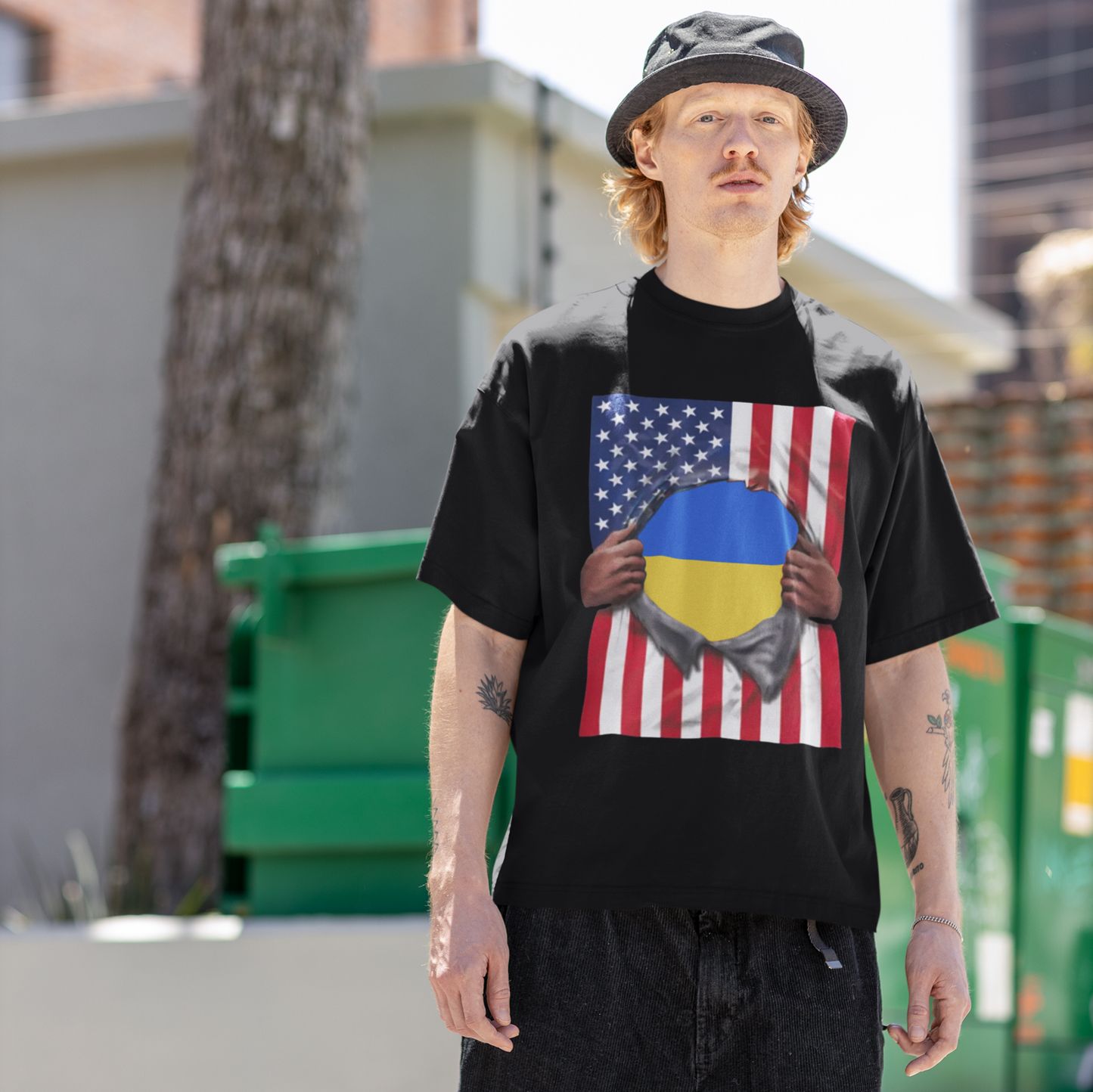Ukraine Flag + USA Flag Pride T-shirt | Ukrainian + American Flag Rip 4th Of July | Viral Tees | Unisex - 3 Colors - seen on celebs
