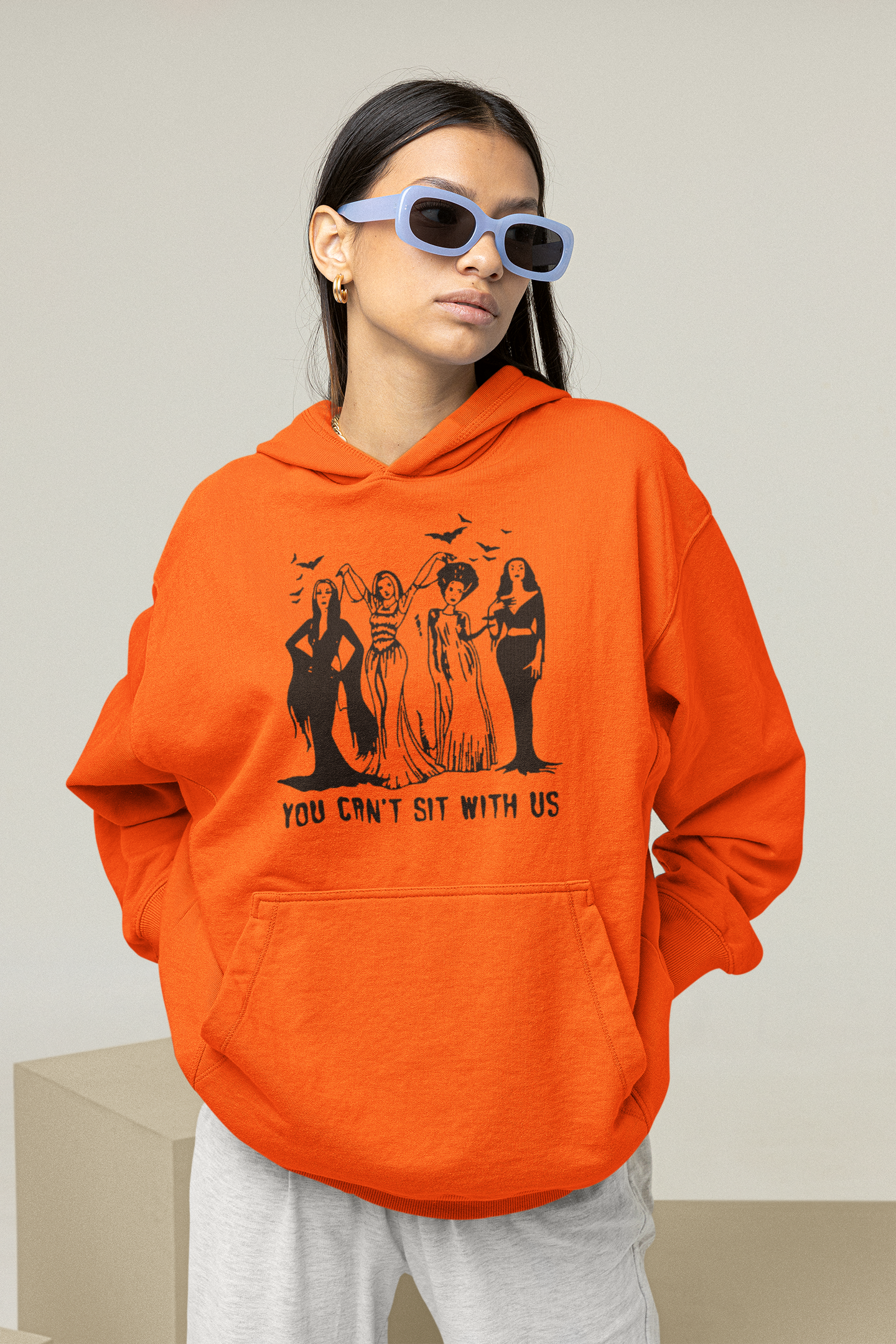 You Can't Sit With Us Witch Lady Friends Sanderson Sisters Hoodie | Halloween Related, Boo Scary Vibes | 4 Colors - Unisex - seen on celebs