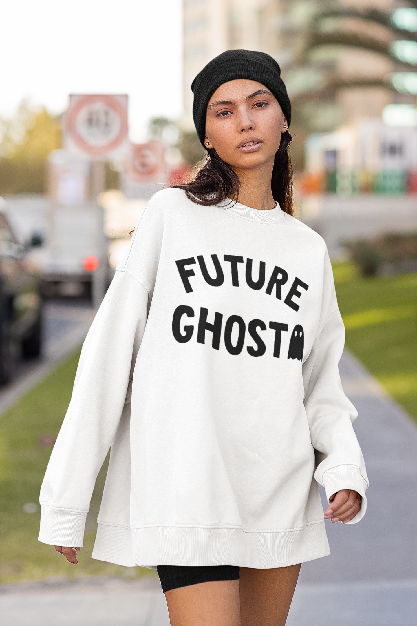 Future Ghost Crewneck Sweater | Halloween Related, Boo Scary Spooky Horror Costume Vibes | 3 Colors - seen on celebs