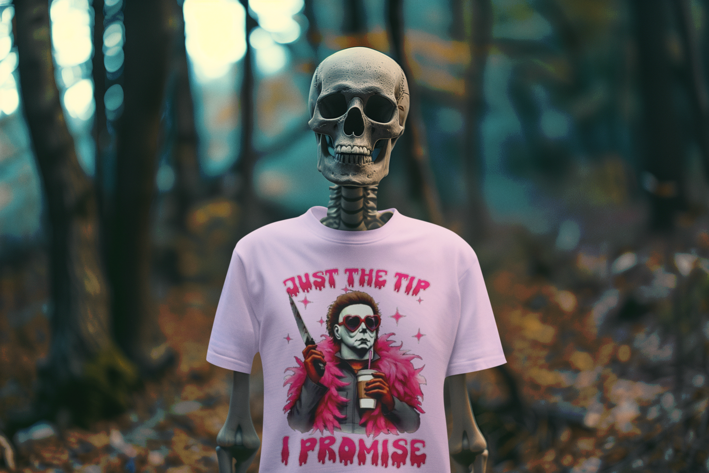 Michael "Just The Tip I Promise" Myers T-shirt | Halloween Related, Boo Scary Spooky Horror Costume Vibes | 4 Colors - Unisex - seen on celebs