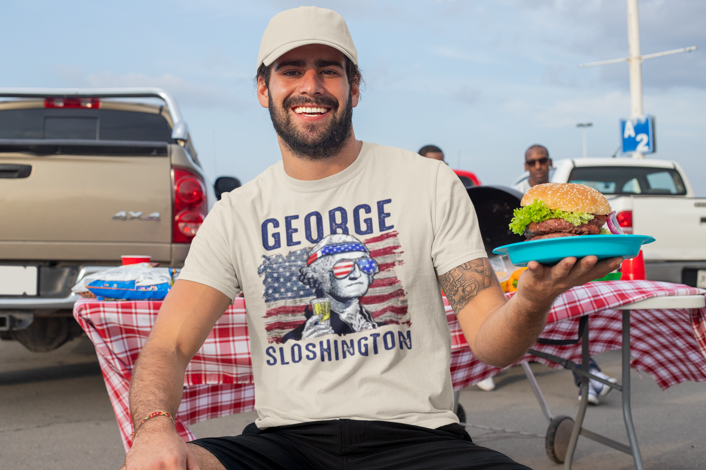 George Sloshington Washington 4th of July T-Shirt l July 4th Independence Day Funny Viral Tee | 4 Colors - Unisex - seen on celebs