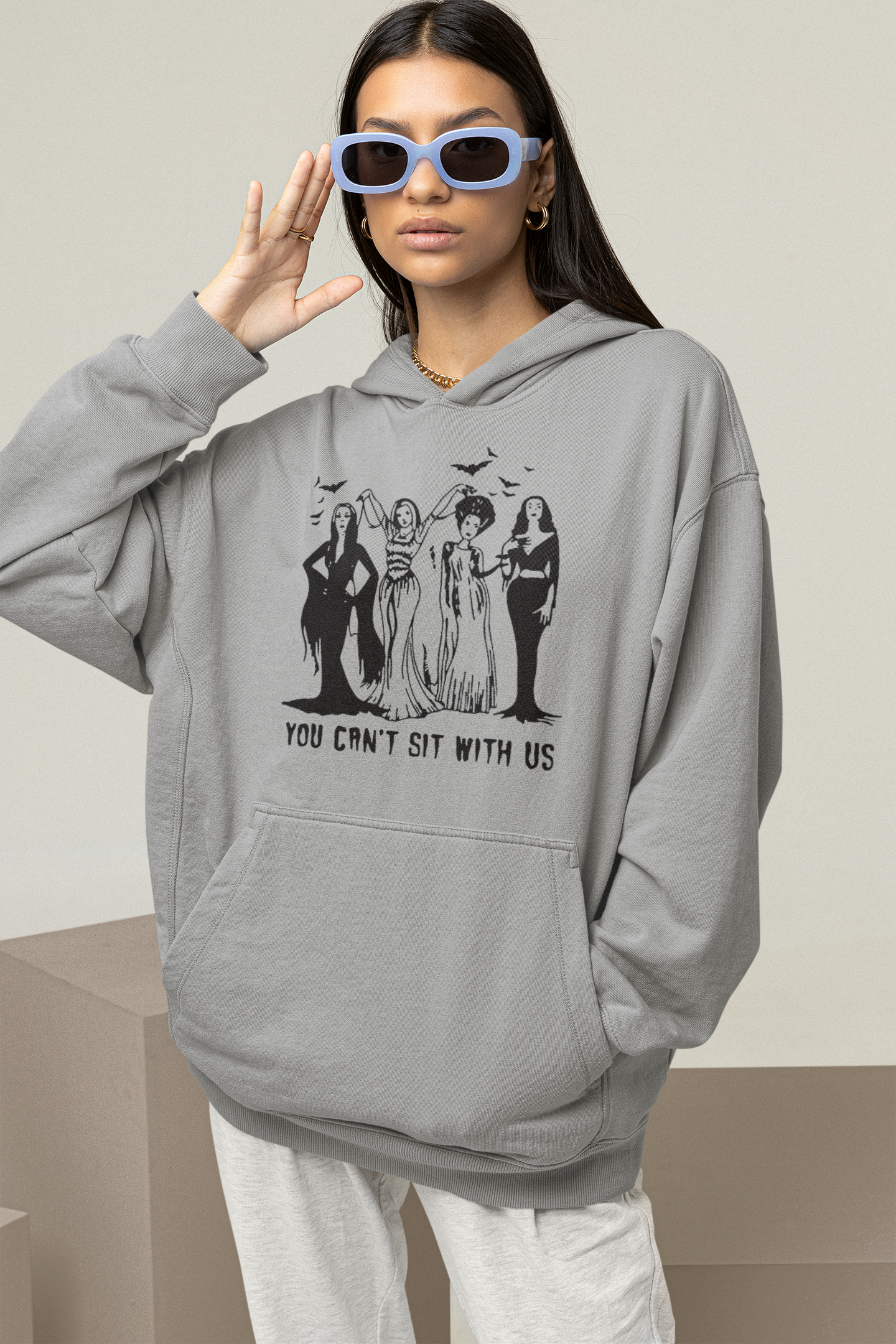 You Can't Sit With Us Witch Lady Friends Sanderson Sisters Hoodie | Halloween Related, Boo Scary Vibes | 4 Colors - Unisex - seen on celebs