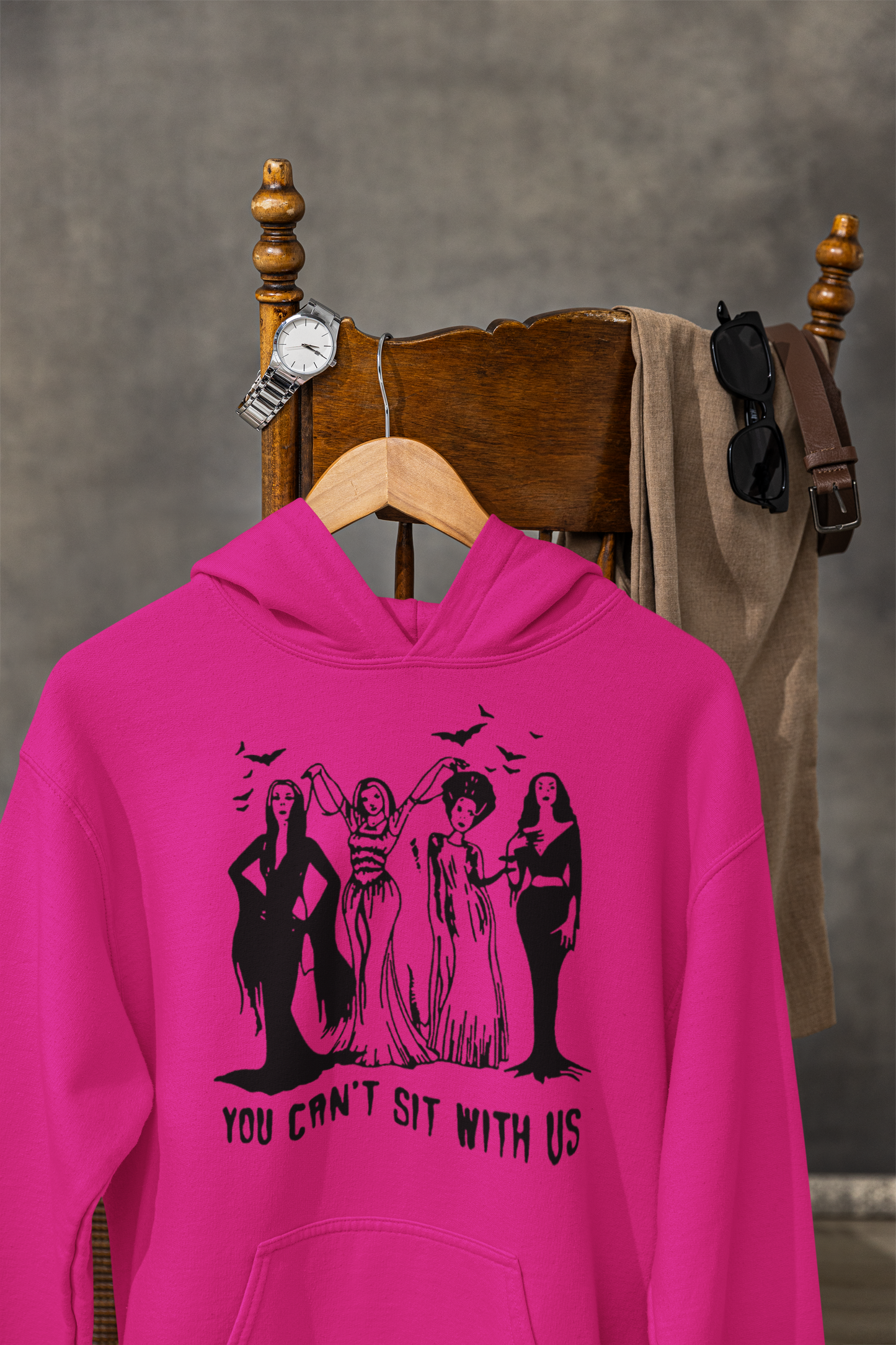You Can't Sit With Us Witch Lady Friends Sanderson Sisters Hoodie | Halloween Related, Boo Scary Vibes | 4 Colors - Unisex - seen on celebs