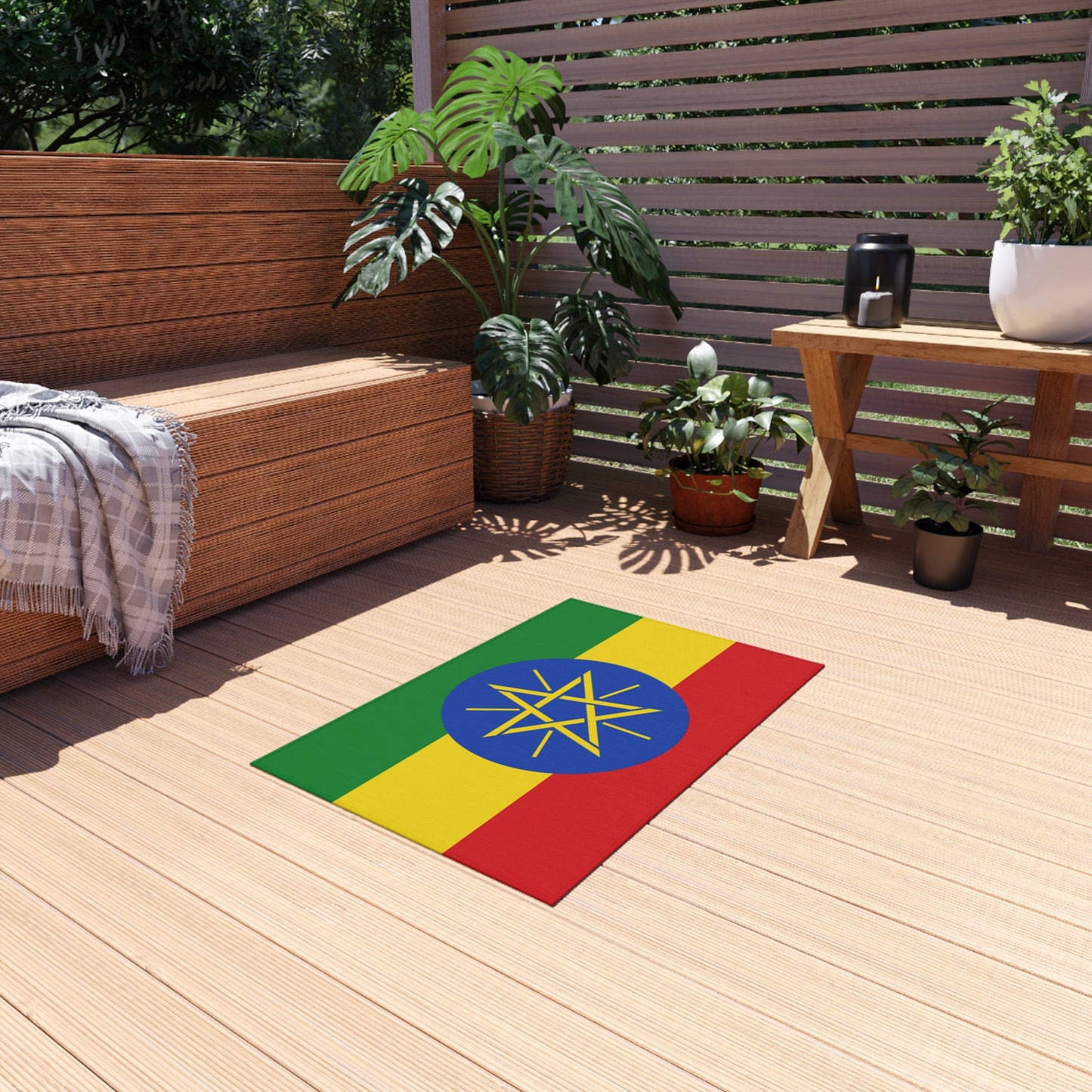 Flag Of Ethiopia Outdoor Non-Slip Door Mat | Ethiopian | Addis Ababa | Gonder | Jijiga | 24"x36"