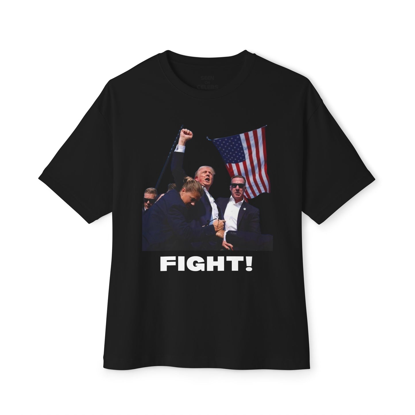 FIGHT! Trump (W/ Flag & Team) T-Shirt l Decision 2024 Viral Tee | 5 Colors - Unisex