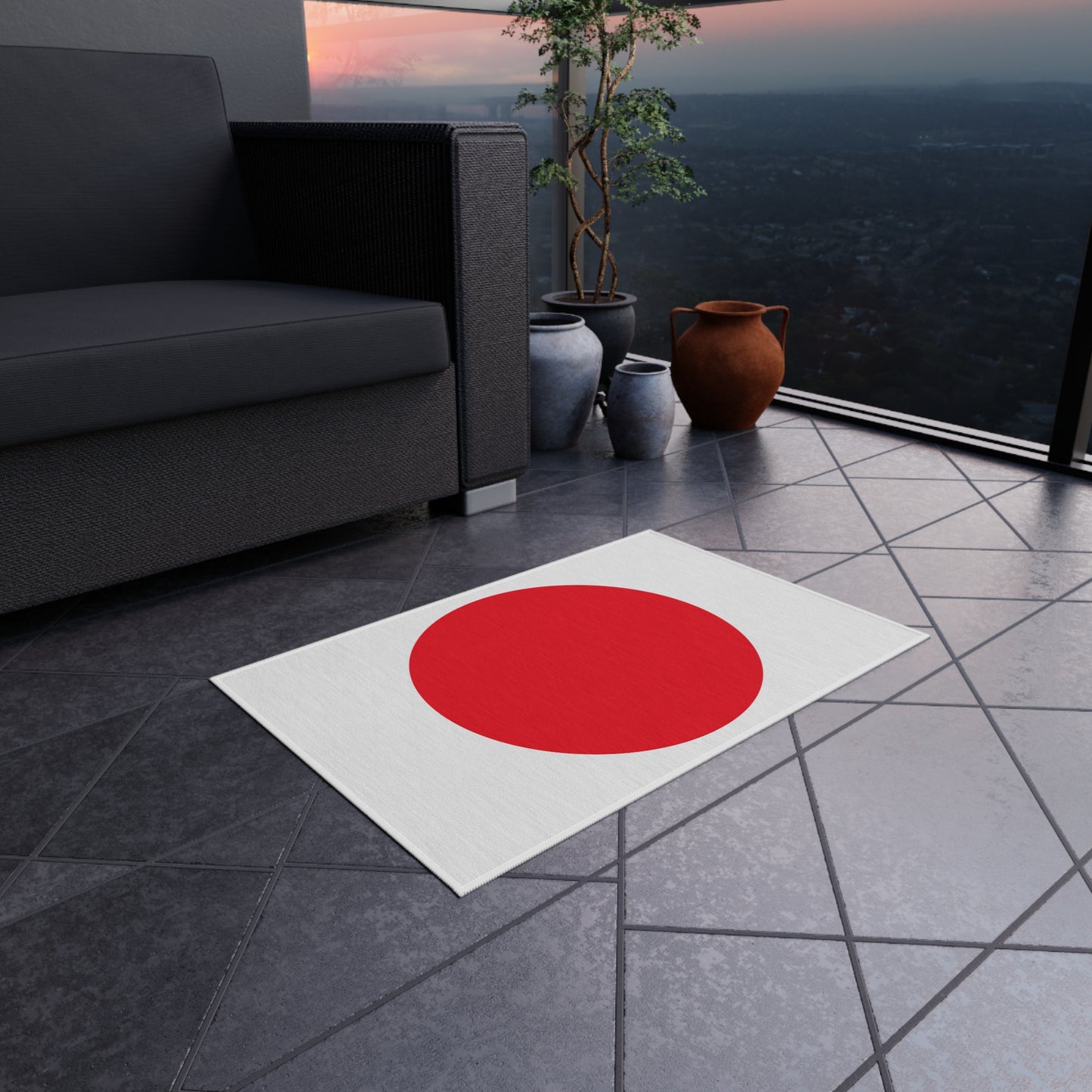 Flag Of Japan Outdoor Non-Slip Door Mat | Japanese | Tokyo | Osaka | Nagoya | 24"x36"