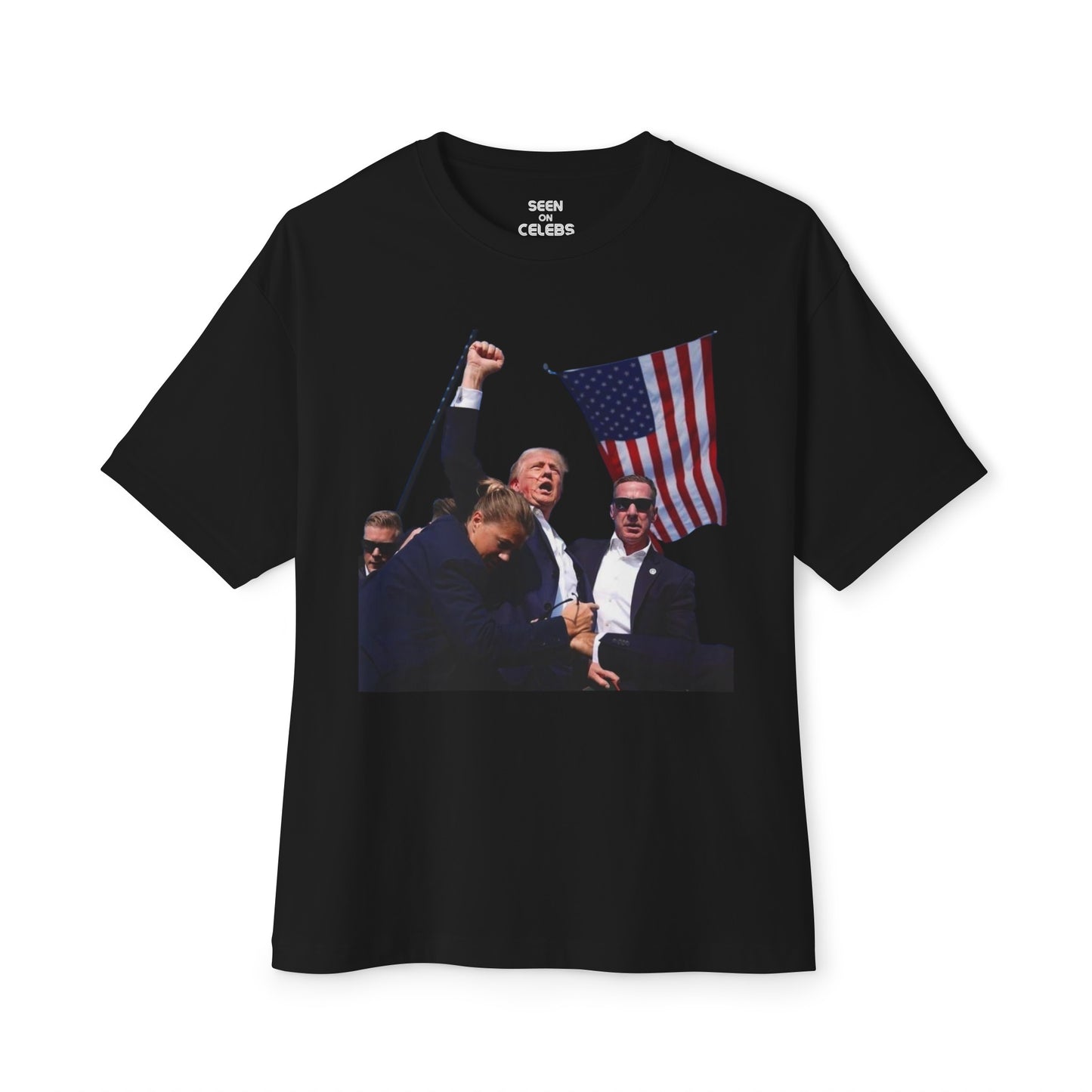 Iconic Picture Trump (W/ Flag & Team - No Writing) T-Shirt l Decision 2024 Viral Tee | 5 Colors - Unisex