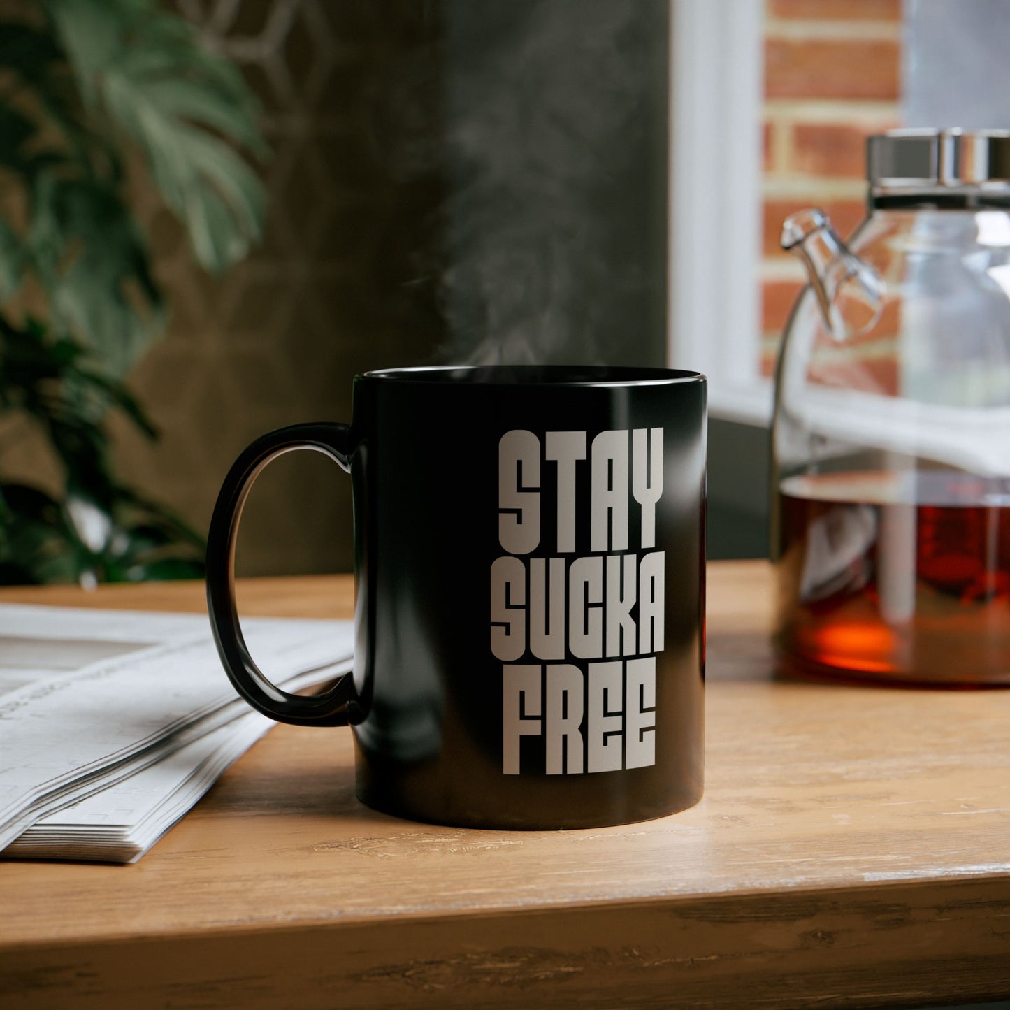 Stay Sucka Free Black Coffee Mug (11oz or 15oz) | 90s Hip Hop Rap Culture Lovers