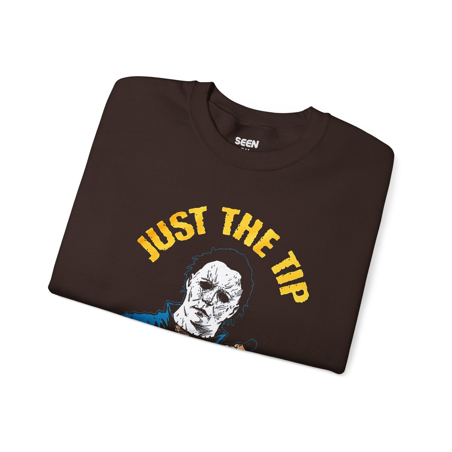 Michael "Just The Tip I Promise" Myers Retro Crewneck Sweater | Halloween Related, Boo Scary Spooky Horror Costume Vibes | 3 Colors