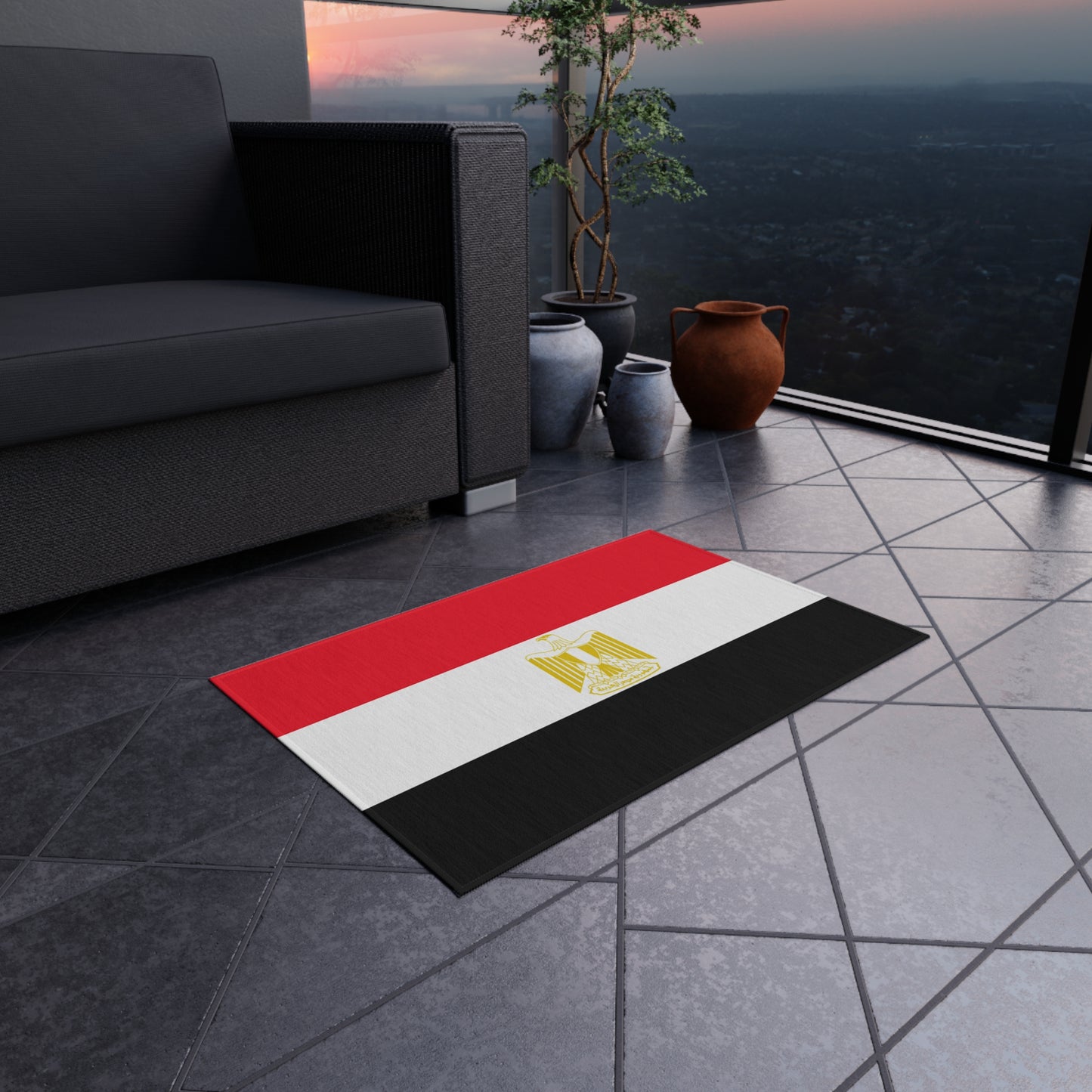 Flag Of Egypt Outdoor Non-Slip Door Mat | Cairo | Al Jizah | Alexandria | Giza | 24"x36"