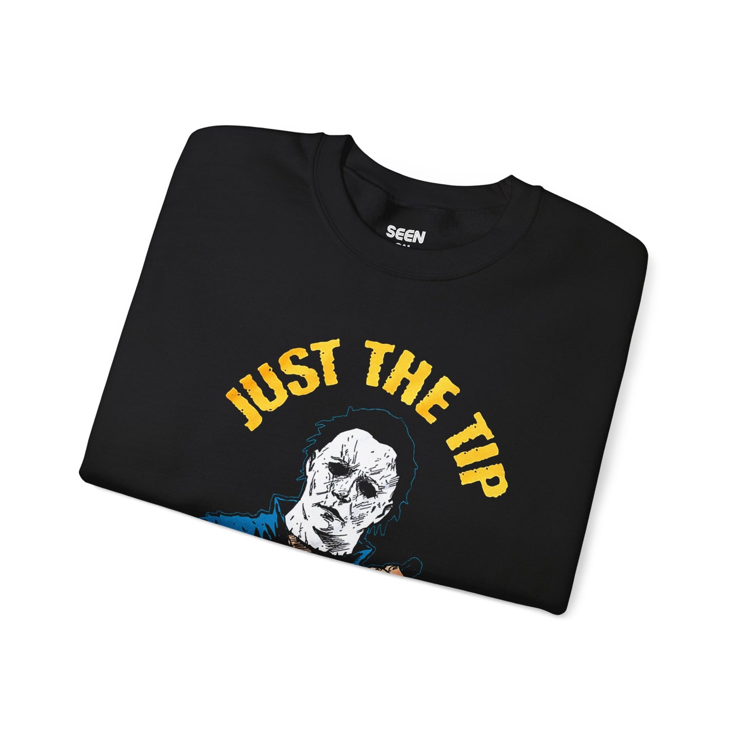 Michael "Just The Tip I Promise" Myers Retro Crewneck Sweater | Halloween Related, Boo Scary Spooky Horror Costume Vibes | 3 Colors