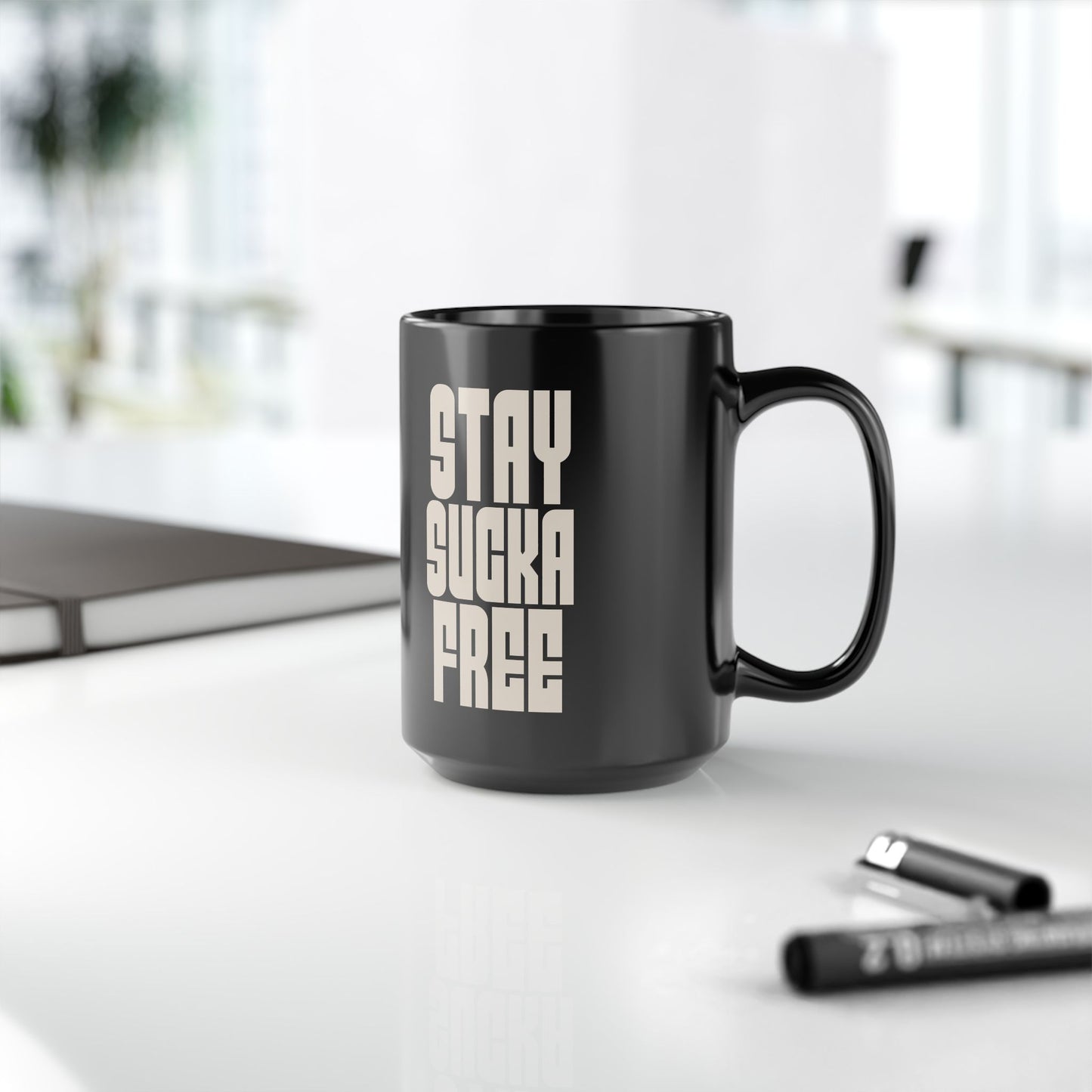 Stay Sucka Free Black Coffee Mug (11oz or 15oz) | 90s Hip Hop Rap Culture Lovers