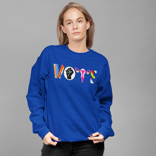 Vote 2024 Crewneck Sweater | Reproductive Rights, BLM, Banned Books, Activism, Decision 2024 Viral | 4 Colors