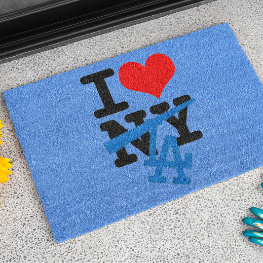 I Love Los Angeles NOT New York Crossout Non-Slip Door Mat | Dodger, LA Champions Viral Funny Welcome Design