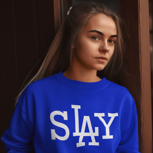 Slay Los Angeles Baseball Champions Comfy Crewneck Sweatshirt | World Series Dodger Edition 2024 LA Blue | 4 Colors