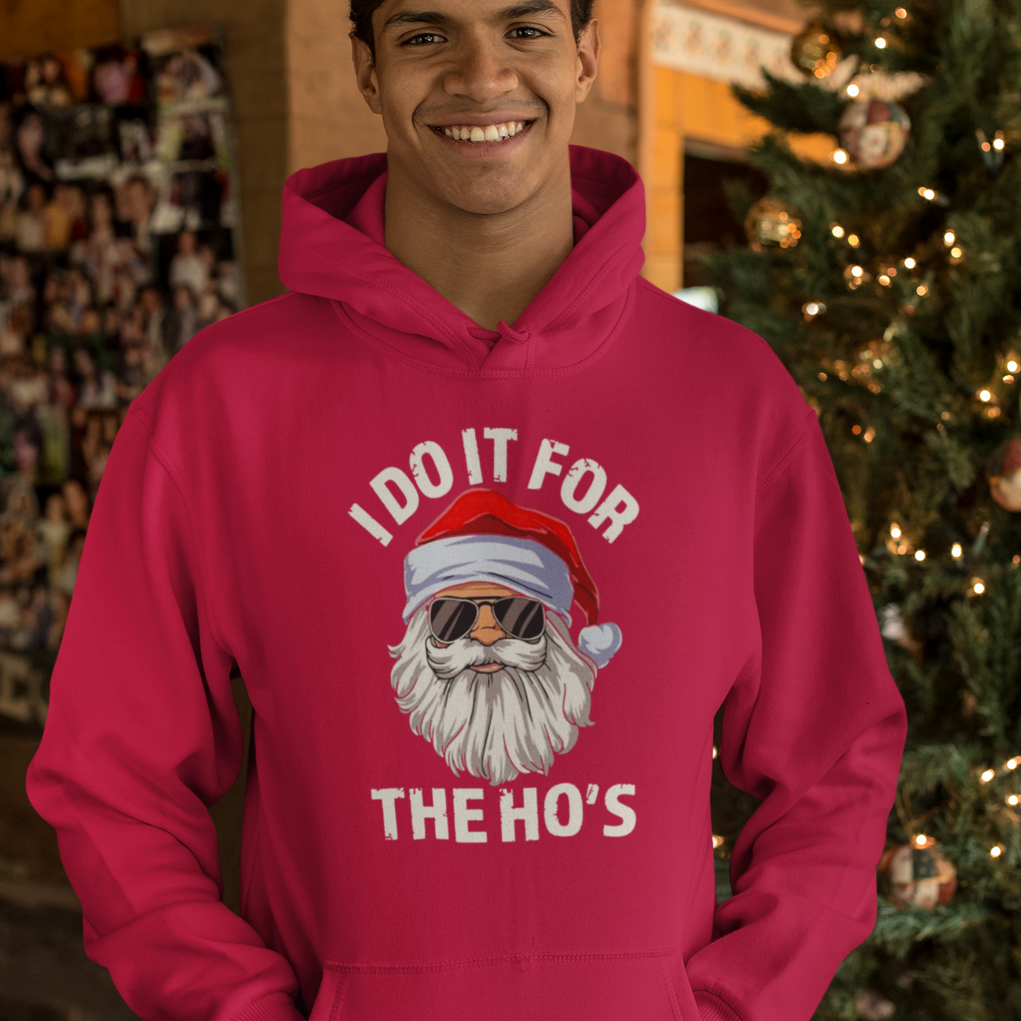 I Do It For The Ho's Santa Claus Christmas Hoodie | Xmas Jingle Bells | 3 Colors