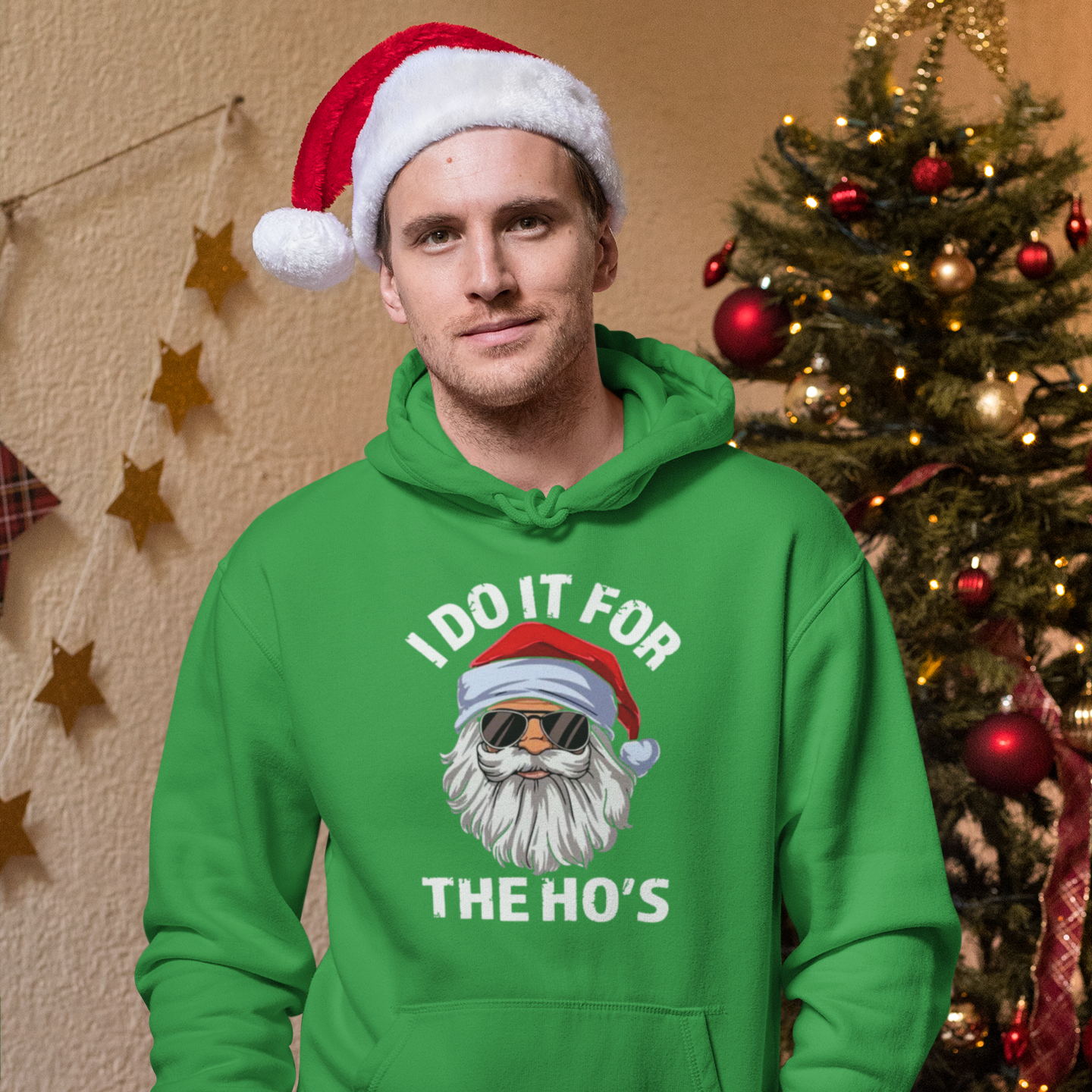 I Do It For The Ho's Santa Claus Christmas Hoodie | Xmas Jingle Bells | 3 Colors