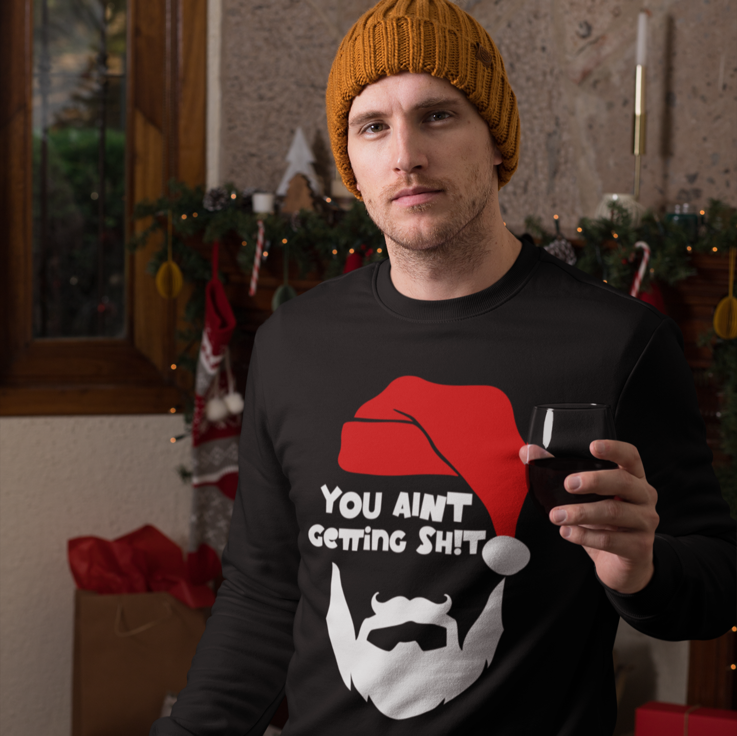 You Ain't Getting SH1T! Santa Christmas Sweater | Comfy Sweatshirt | 3 Colors