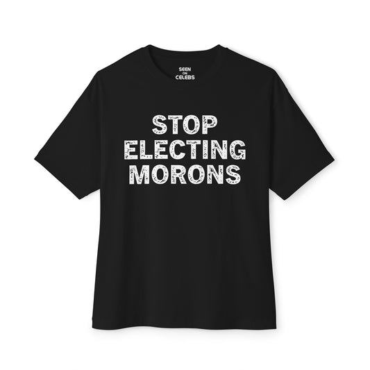 Stop Electing Morons T-Shirt l Funny Decision 2024 Viral Tee | 4 Colors - Unisex