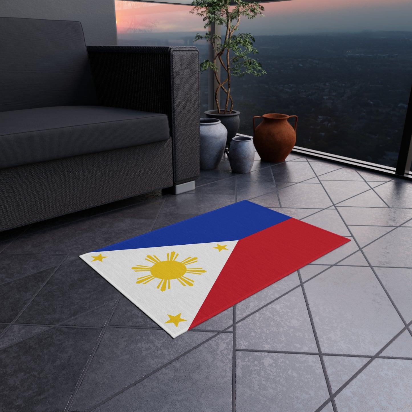 Flag Of Philippines Outdoor Non-Slip Door Mat | Manila | Quezon City | Caloocan | 24"x36"