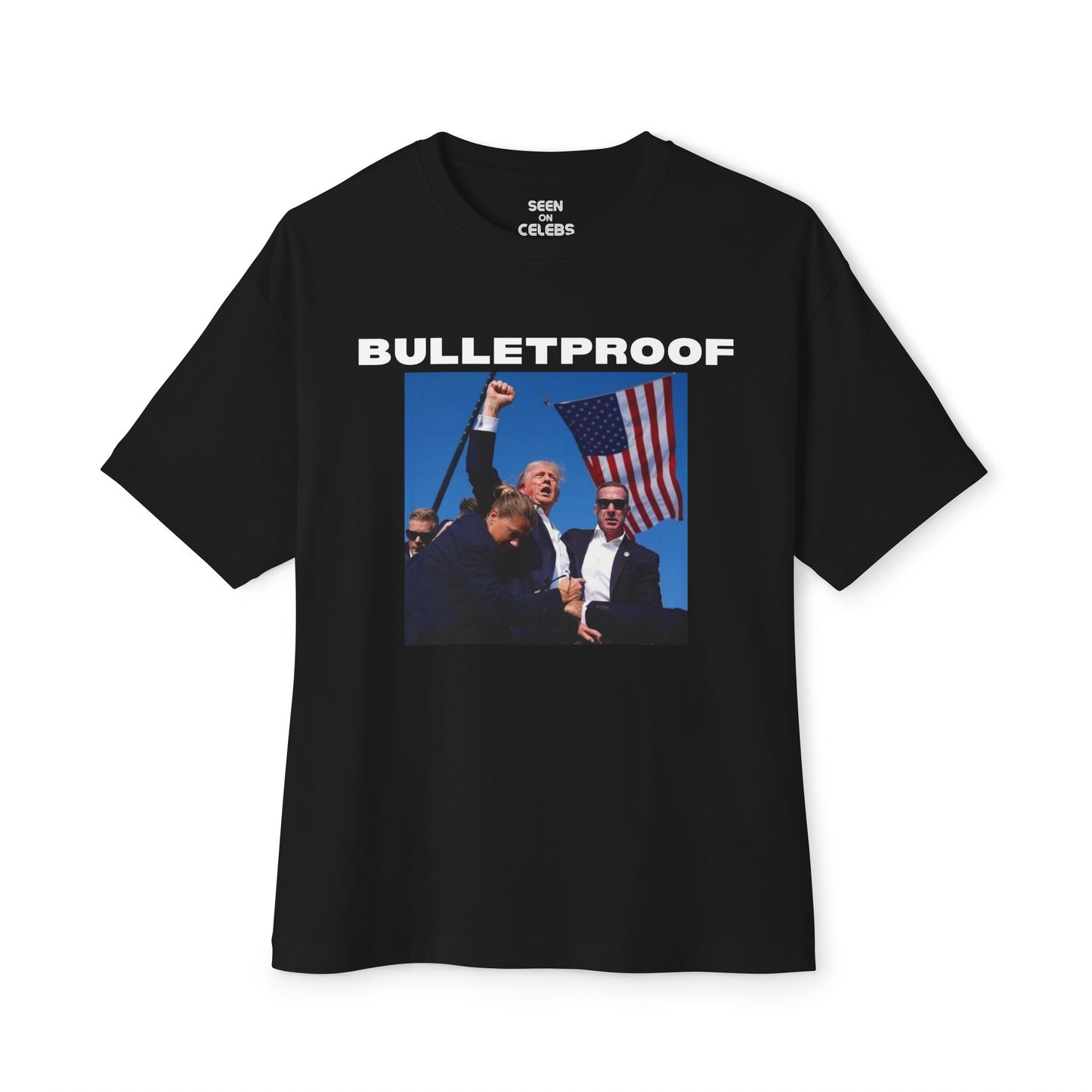 Trump is Bulletproof (W/ Flag & Team) T-Shirt l Decision 2024 Viral Tee | 5 Colors - Unisex