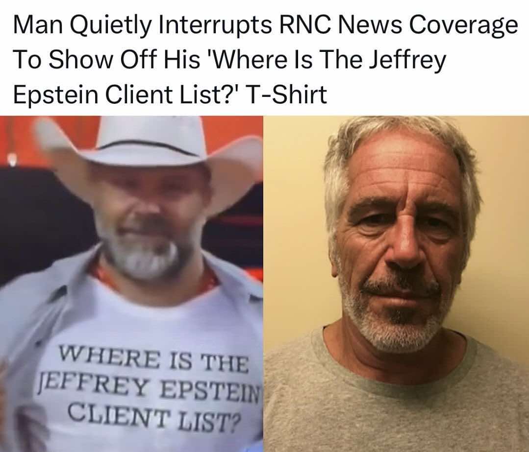 Where Is The Jeffrey Epstein Client List? T-Shirt l As Seen on CNN RNC Interruption on TV | Decision 2024 Viral Tee | 6 Colors - Unisex