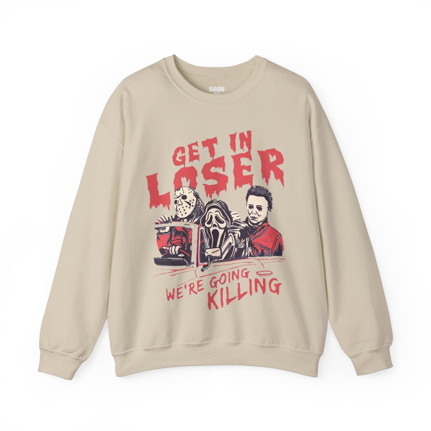 Get In Loser, We're Going Killing Jason Scream Micheal Myers Crewneck Sweater | Halloween Related, Spooky Horror Vibes | 3 Colors