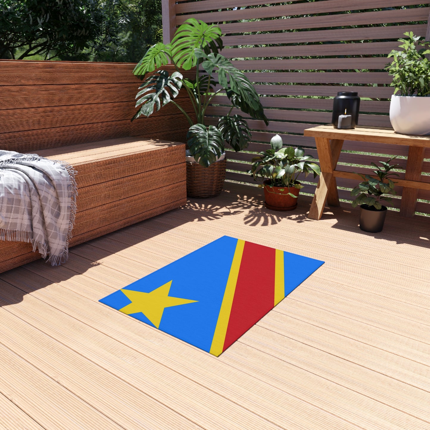 Flag Of Democratic Republic of the Congo Outdoor Non-Slip Door Mat | DRC Congolese | Kinshasa | Kananga | Lubumbashi | 24"x36"