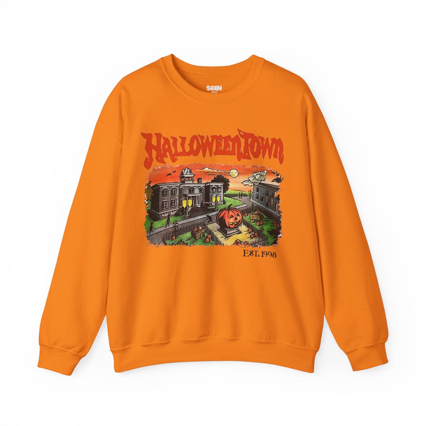 Retro Halloweentown Est 1998 University Crewneck Sweater | Halloween Related, Boo Scary Spooky Horror Costume Vibes | 3 Colors - Unisex